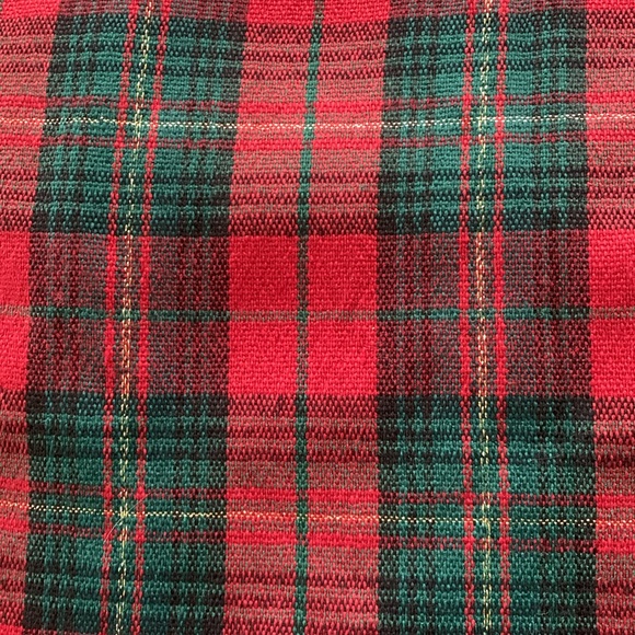 Tablecloth gold red green rectangle 54.5 x 102 seat 8-10 Christmas holiday plaid - Picture 3 of 5